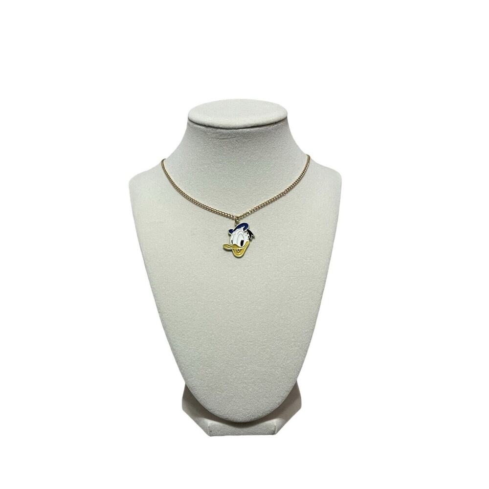 Disney Donald Duck Gold Tone Enamel Pendant Necklace